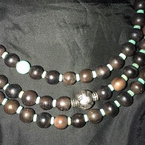 Coldwater Creek necklace wood and turquoise